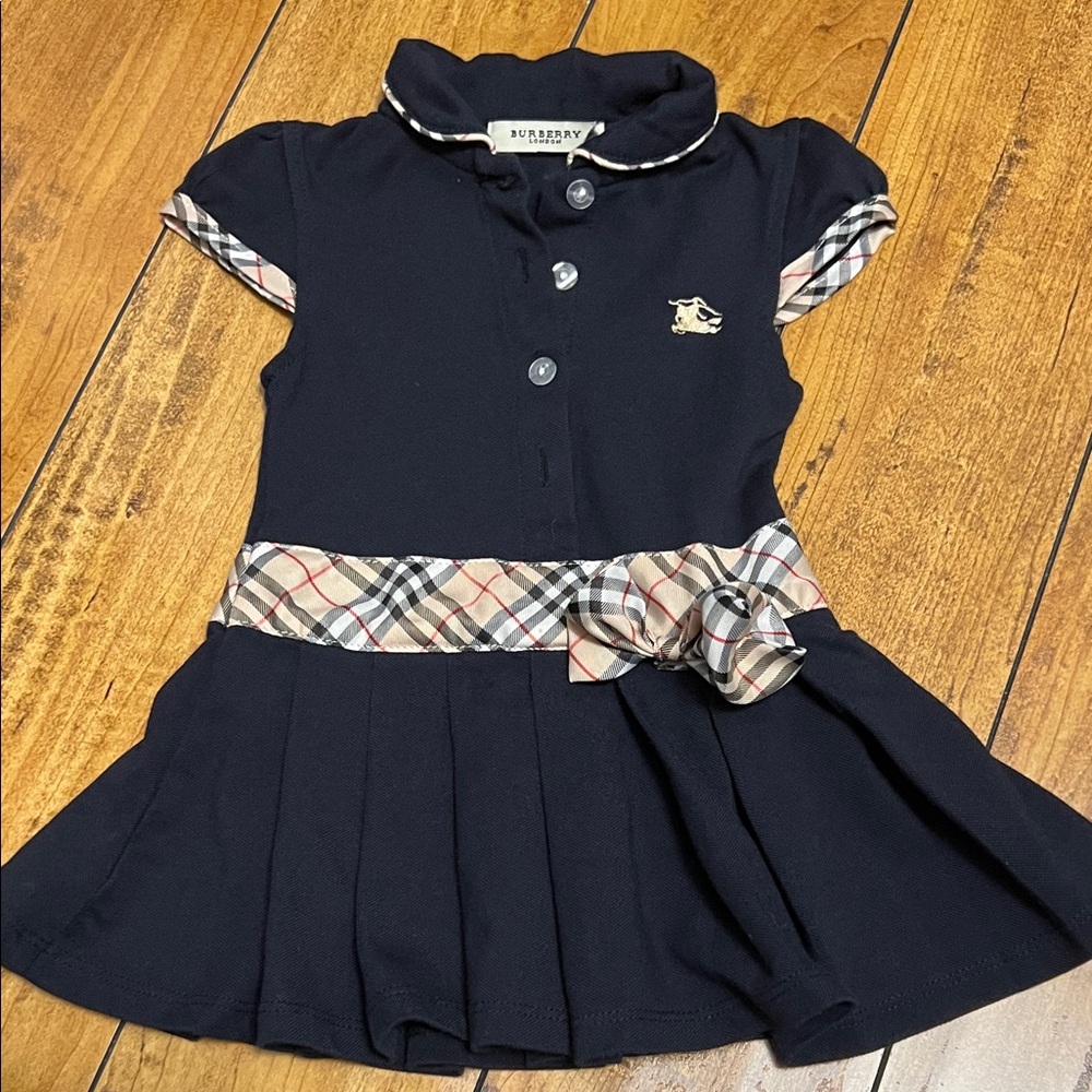Burberry Black Dress with Plaid Details- 12 months (see photos for measurements)